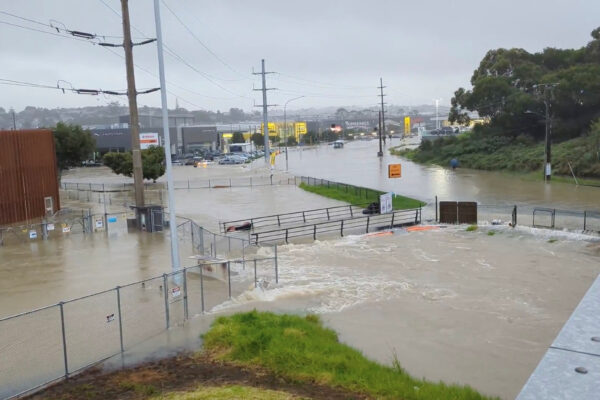 An area flooded during heavy rainfall is seen in Auckland, New Zealand January 27, 2023, in this screen grab obtained from a social media video. @MonteChristoNZ/via REUTERS