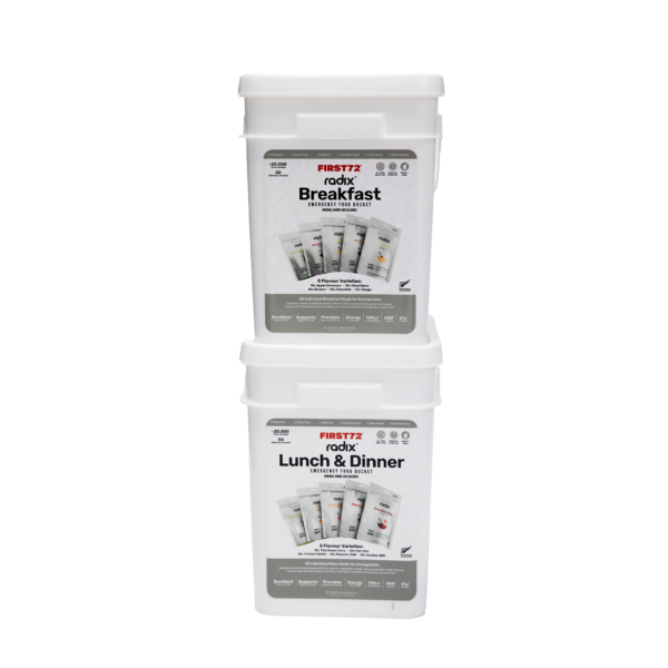 Radix x FIRST72 - Emergency Food Bucket (100 Pouches) - Breakfast + Mains - 2 Pack