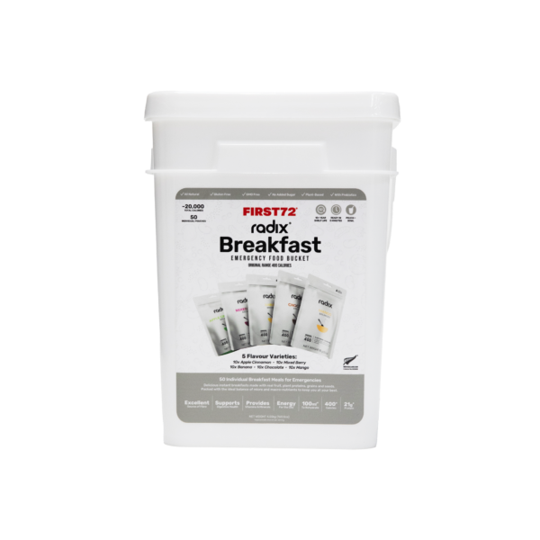 Radix x FIRST72 - Emergency Food Bucket (50 Pouches) - Breakfast