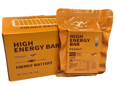 Peanut-flavoured emergency food ration bar 12-pack, sealed for long shelf life and survival use